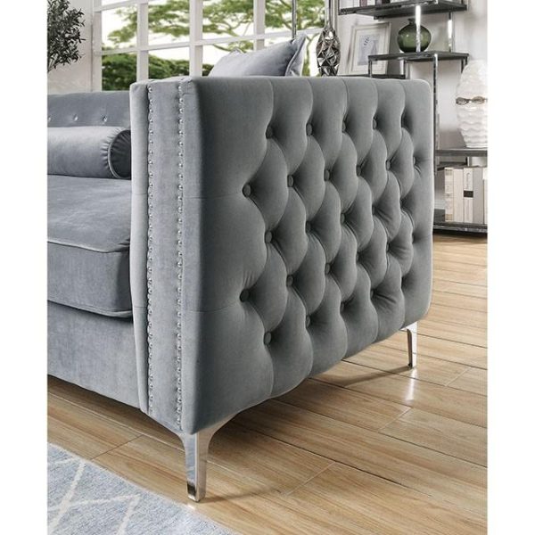 Amie Glam Gray Sectional w Storage For Discount