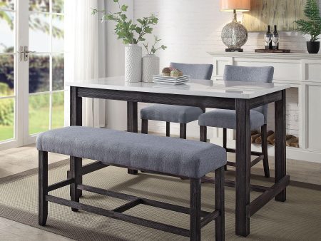 Yelena Marble & Weathered Espresso Counter Height Table For Sale