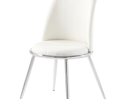 Weizor White PU & Chrome Side Chair For Cheap