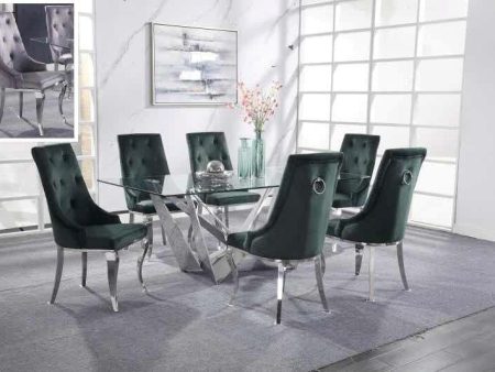 Dekel Clear Glass & Stainless Steel Dining Room Set For Cheap