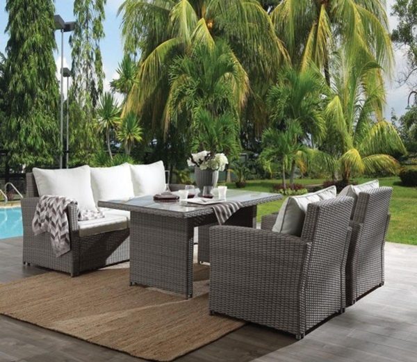 Acme Tahan 4Pc Patio Set in 2-Tone Gray Wicker 45070 Discount