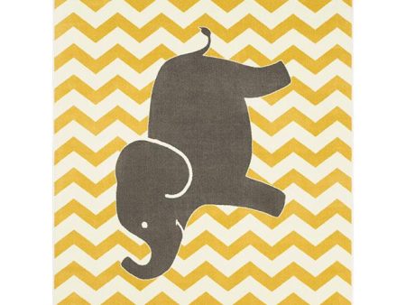 BARON 5  X 8 , Area Rug, Elephant, Yellow Gray Online Hot Sale