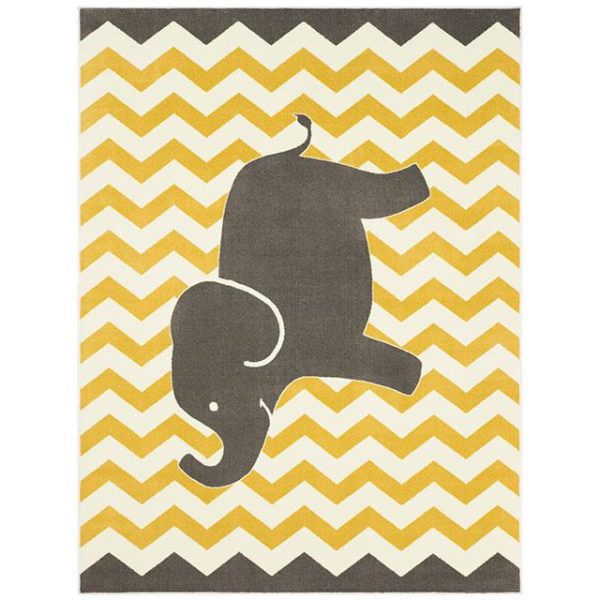 BARON 5  X 8 , Area Rug, Elephant, Yellow Gray Online Hot Sale