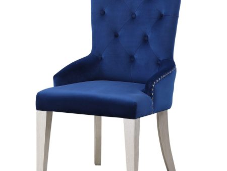 Varian Blue Fabric & Antique Platinum Side Chair (1Pc) Discount