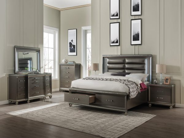 Sadie PU & Dark Champagne Queen Bed Fashion