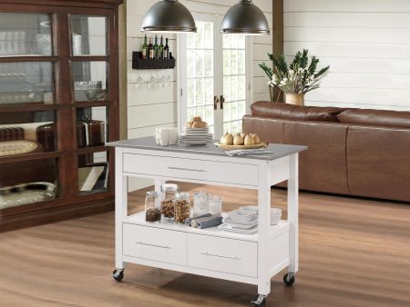 Ottawa Stainless Steel & White Kitchen Cart Cheap