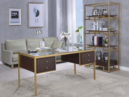 Yumia Gold & Clear Glass Desk Online Hot Sale