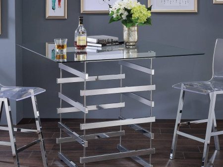 Acme Furniture Nadie Square Counter Height Table in Chrome 72590 on Sale