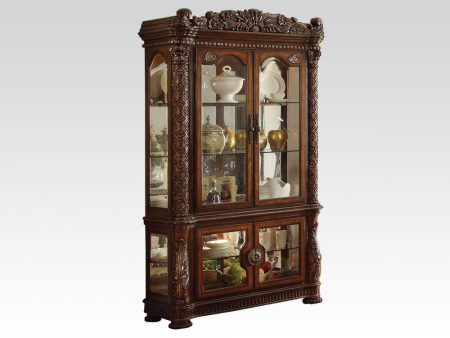 Acme Vendome Curio Cabinet with Mirror Back in Cherry 62023 Online now