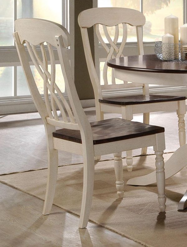 Acme Furniture Dylan Side Chair in Buttermilk and Oak (Set of 2) 70333 For Cheap