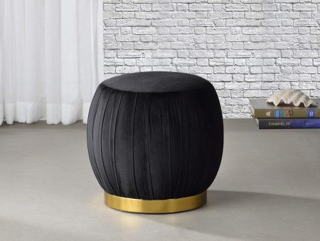 Zinnia Black Velvet & Gold Ottoman Cheap