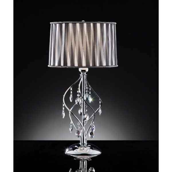 Arya Black Chrome Table Lamp, Hanging Crystal Supply