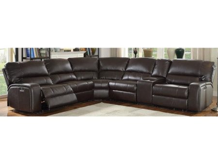 Saul Espresso Leather-Aire Sectional Sofa (Power Motion USB) Online now