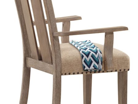 Nathaniel Fabric & Maple Arm Chair , Slatted Back on Sale