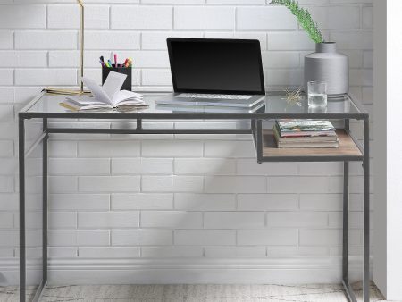 Yasin Gray & Glass Desk For Sale