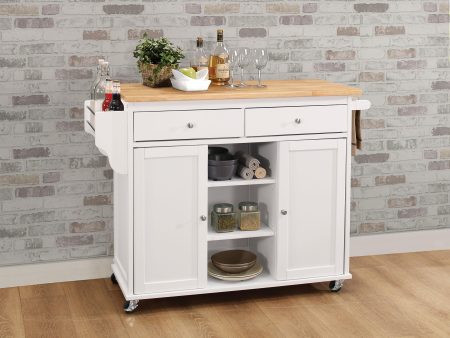 Tullarick Natural & White Kitchen Cart For Sale