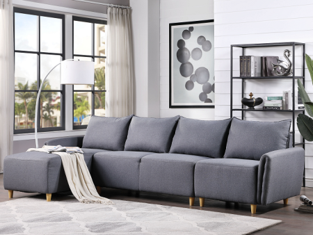 Marcin Blue Fabric Sectional Sofa Cheap