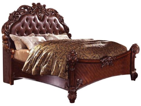 Acme Vendome California King Panel Bed with Button Tufted Headboard in Cherry 21994CK Fashion