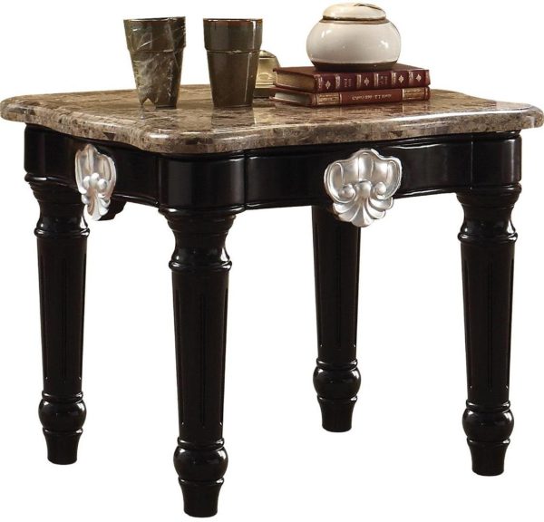 Acme Furniture Ernestine End Table in Marble Black 82152 Online