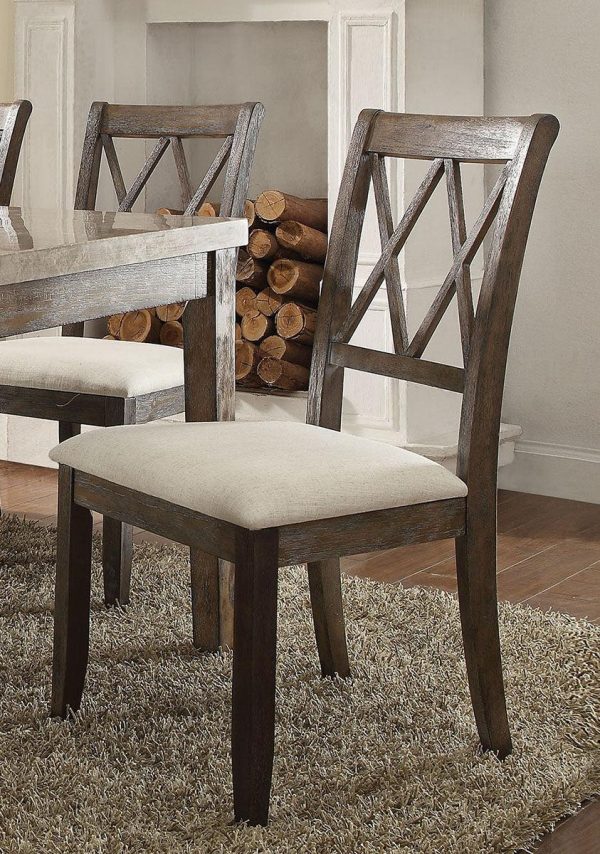 Acme Furniture Claudia Side Chair in Beige and Brown (Set of 2) 71717 Fashion