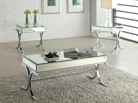 Yuri Mirrored Top & Chrome Coffee Table on Sale