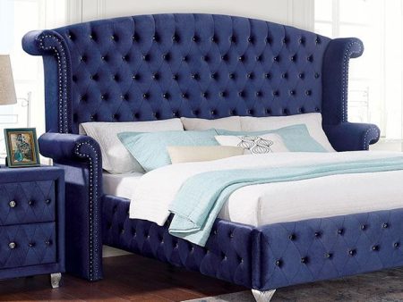 ALZIR Queen Bed, Blue Discount