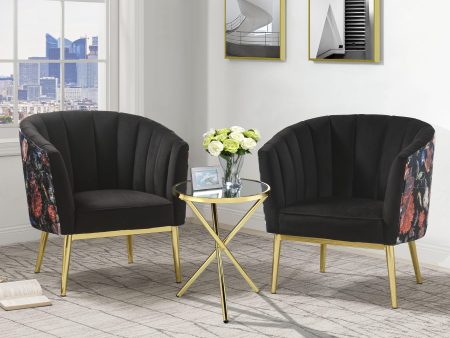 Colla Gray Velvet & Gold Accent Chair Hot on Sale