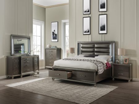 Sadie PU & Dark Champagne Eastern King Bed on Sale