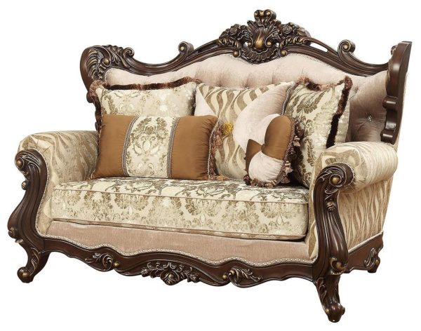 Acme Furniture Shalisa Loveseat with 5 Pillows in Walnut 51051 on Sale