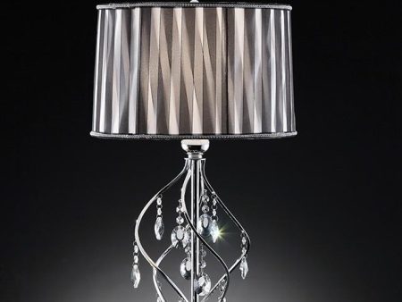 Arya Black Chrome Table Lamp, Hanging Crystal Supply