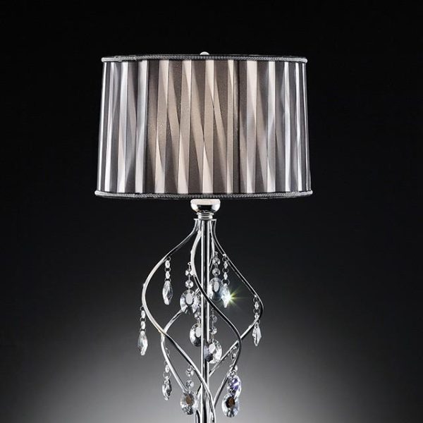 Arya Black Chrome Table Lamp, Hanging Crystal Supply