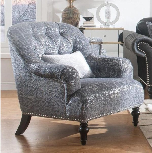 Acme Furniture Gaura Chair in Dark Gray Velvet 53092 For Discount