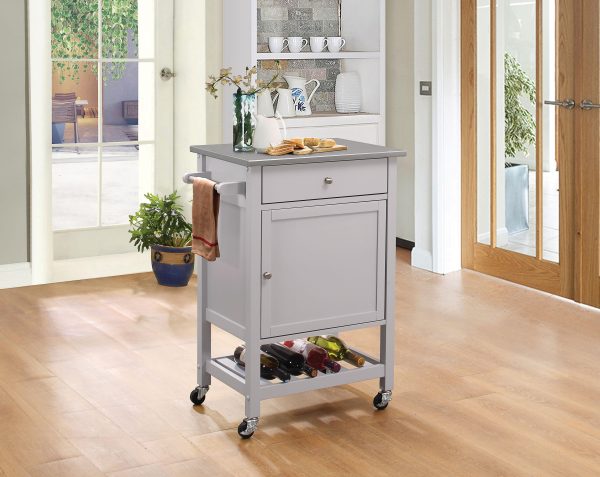 Hoogzen Stainless Steel & Gray Kitchen Cart Hot on Sale