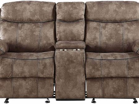 Acme Furniture Zubaida Motion Loveseat with Console in 2-Tone Chocolate Velvet 55021 Discount