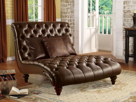 Anondale 2-Tone Brown PU Chaise & 3Pillows Online now