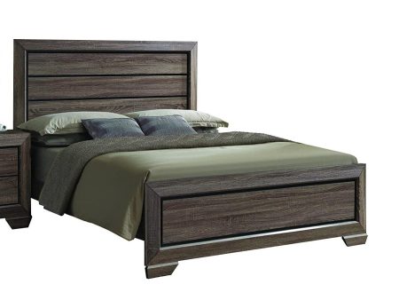 Acme Lyndon King Panel Bed in Weathered Gray Grain 26017EK Fashion