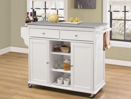 Tullarick Stainless Steel & White Kitchen Cart on Sale