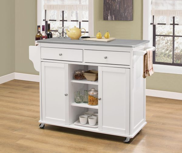 Tullarick Stainless Steel & White Kitchen Cart on Sale