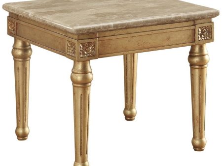 Acme Furniture Daesha End Table in Marble Antique Gold 81717 For Cheap