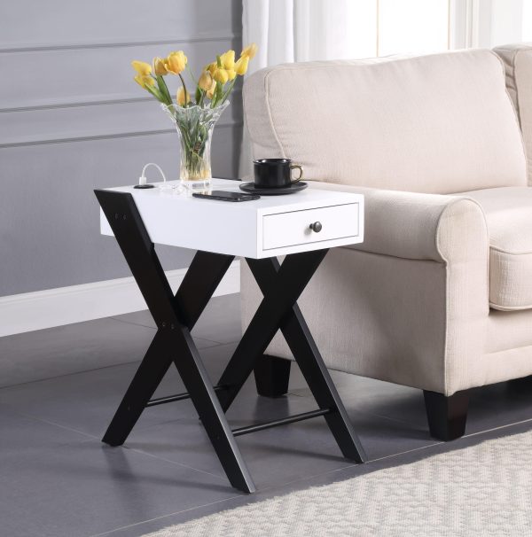 Fierce White & Black Side Table (USB Charging Dock) Hot on Sale