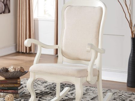 Sharan Fabric & Antique White Rocking Chair Discount