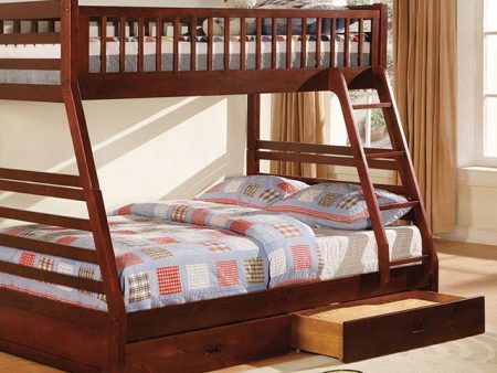 California II Cherry Twin Full Bunk Bed w  2 Drawers Sale