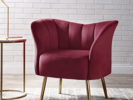 Reese Burgundy Velvet & Gold Accent Chair Supply