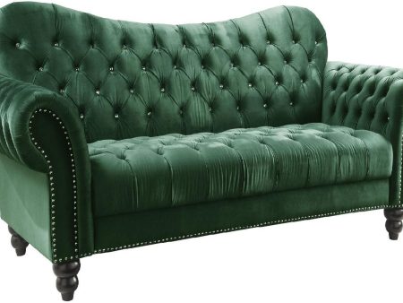 Acme Furniture Iberis Loveseat in Green Velvet 53402 on Sale