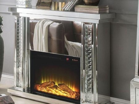 Acme Furniture Nysa Fireplace in Mirrored & Faux Crystals 90254 Discount