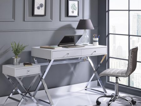 Coleen White & Chrome Desk Online Sale