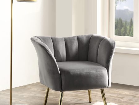 Reese Gray Velvet & Gold Accent Chair Online Sale