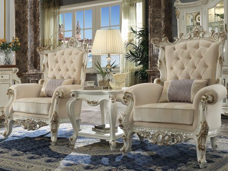 Picardy II Fabric & Antique Pearl Accent Chair & Pillow Fashion