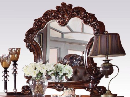 Acme Vendome Landscape Mirror with Intricate Details in Cherry 22004 Supply