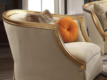 Acme Furniture Daesha Chair in Tan Flannel & Antique Gold 50837 Online